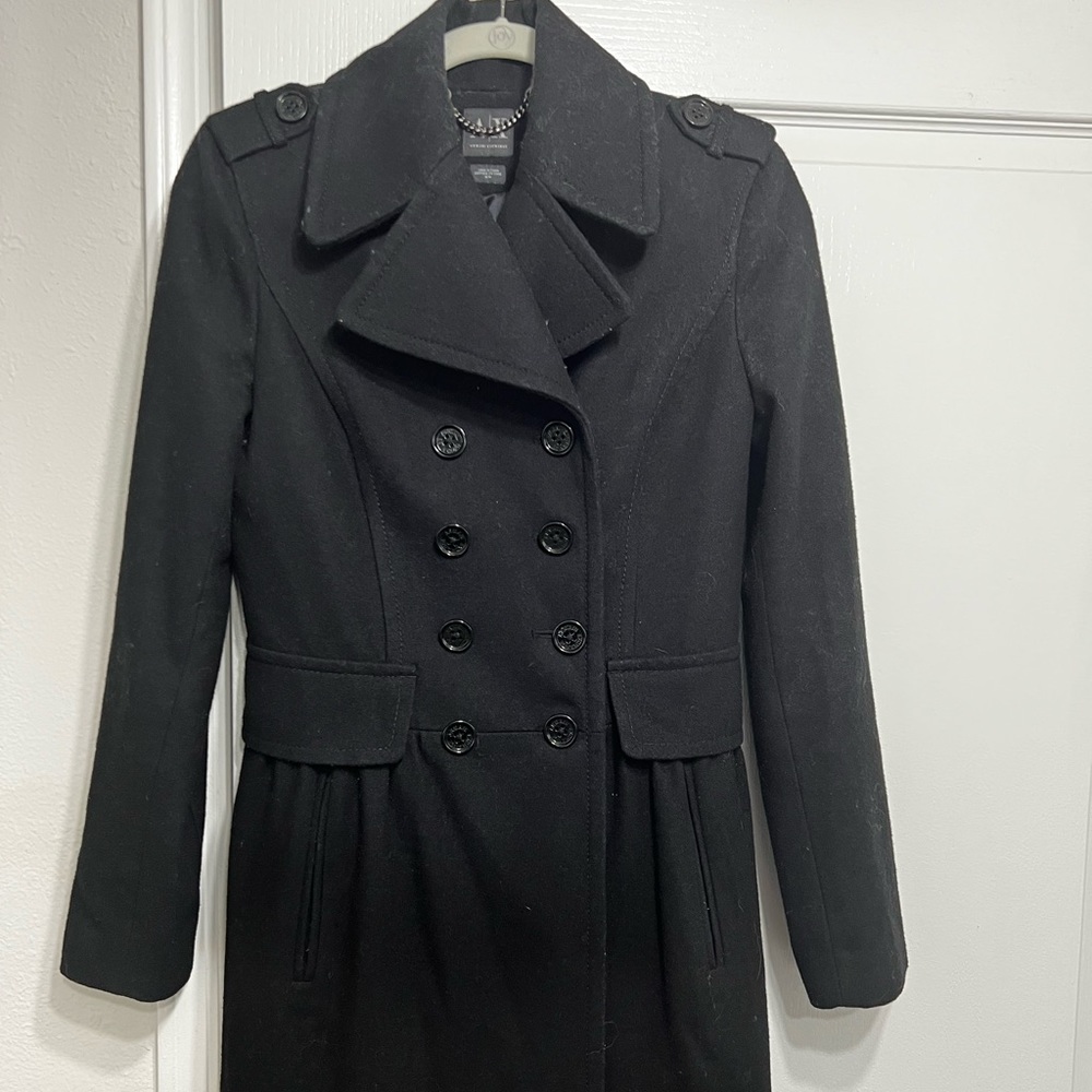 Armani Exchange Black Wool Peacoat